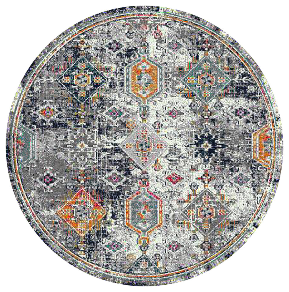 Montana Myro Area Rug, Blue, 7'6" x 7'6"R, Geometric