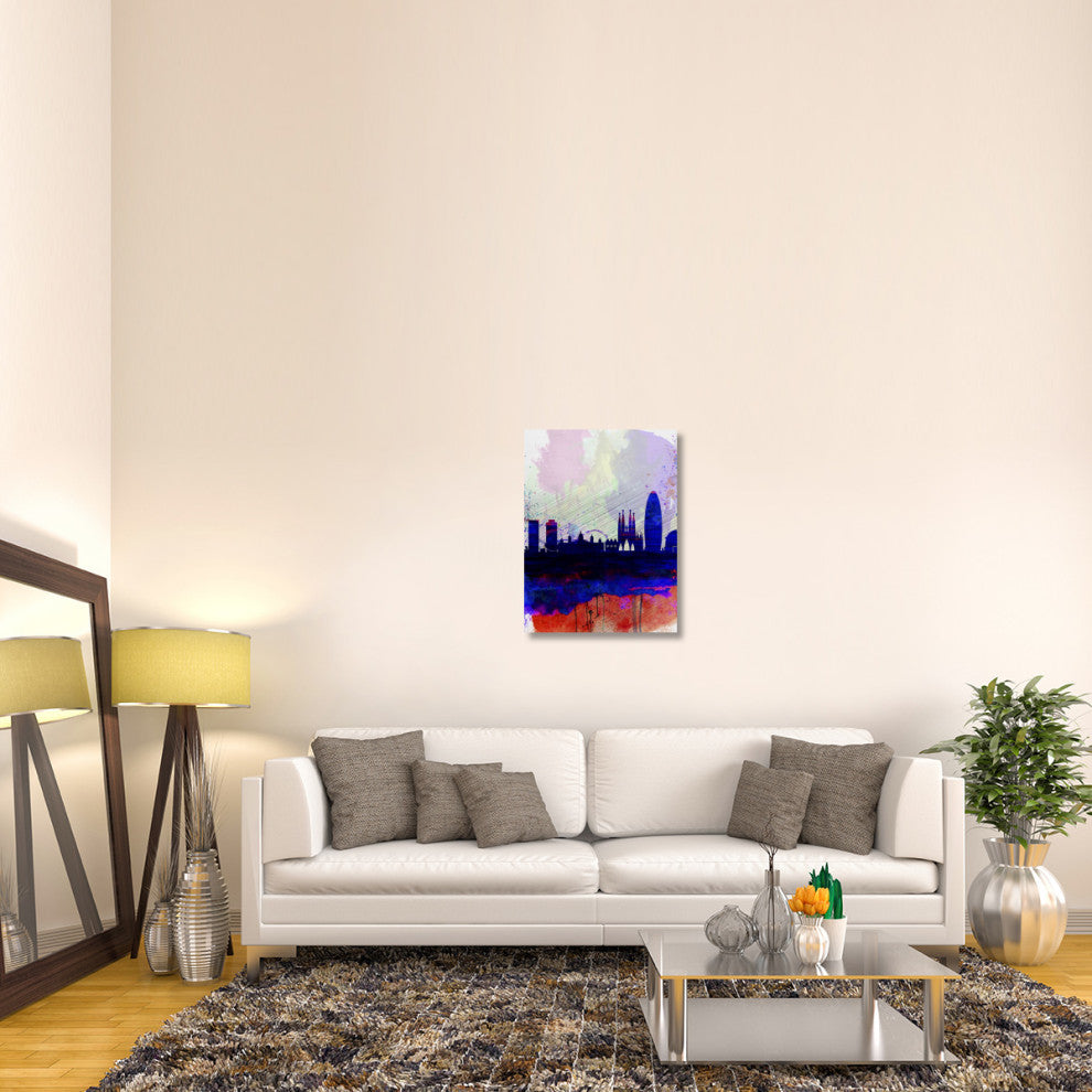 "Barcelona Watercolor Skyline 2" Fine Art Print