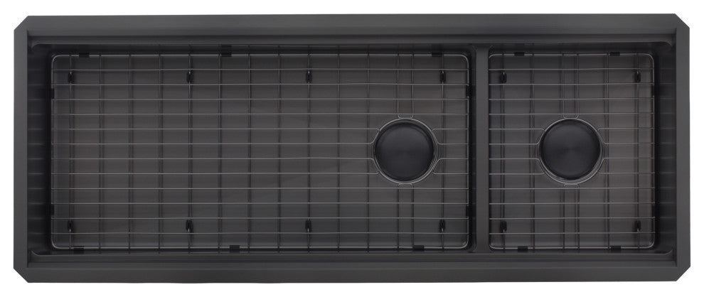 Workstation 48" Undermount Double Bowl Black Kitchen Sink With Faucet