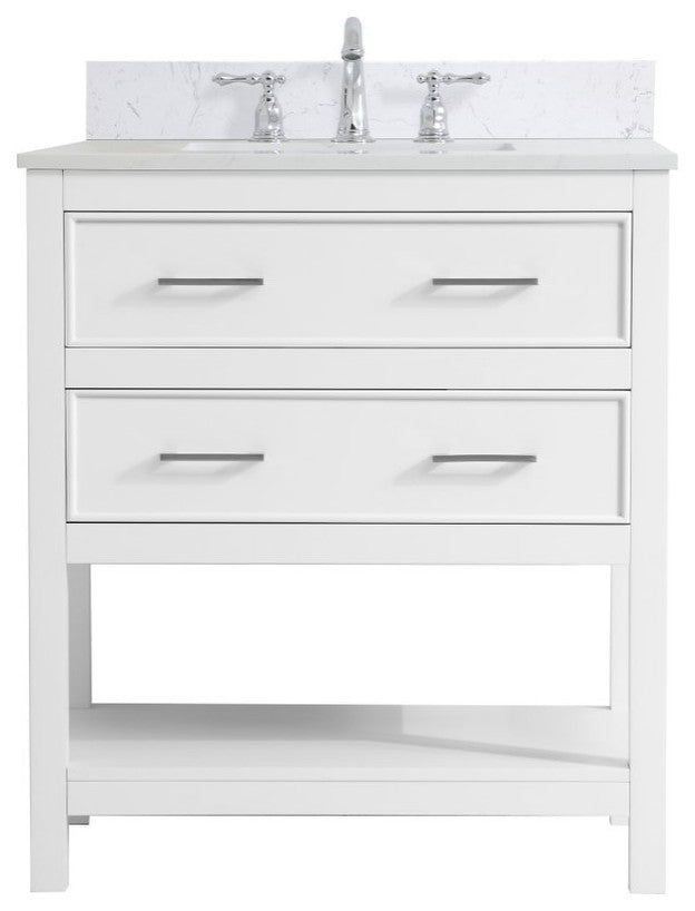 Skylar 30" Single Bathroom Vanity, White With Backsplash