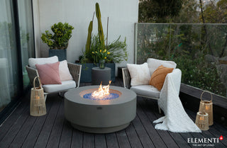 Colosseo Round Light Grey Concrete 41" Natural Gas Fire Table by Elementi Plus