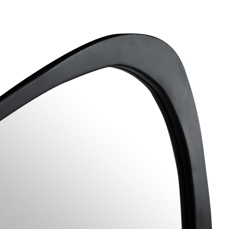 Natural Wood Framed Asymmetrical Mirror 44x30", Black