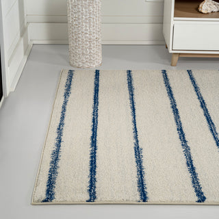 Williamsburg Minimalist Stripe Rug, Cream/Navy, 8 Ft. X 10 Ft.