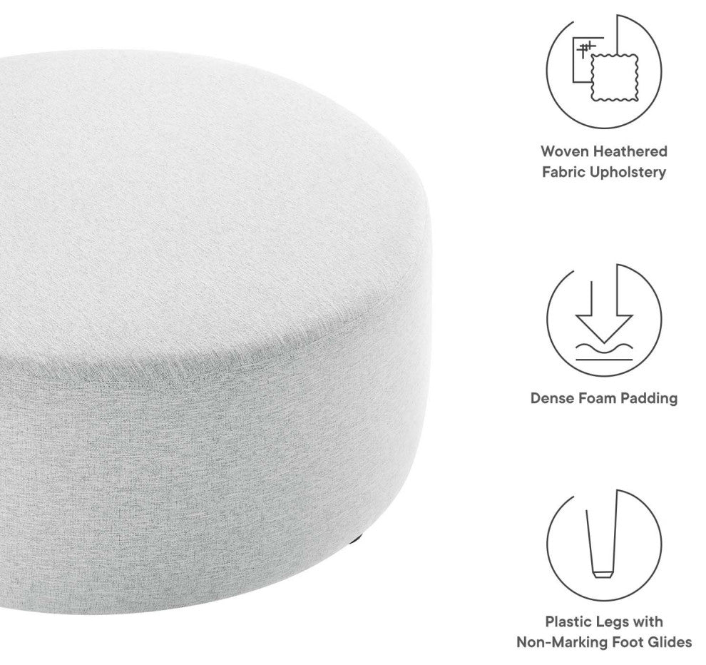 Callum Large 38" Round Woven Heathered Fabric Upholstered Ottoman