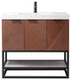 Mahon Bath Vanity, Stone Top, Matte Black Base, 36", Single Vanity, No Mirror