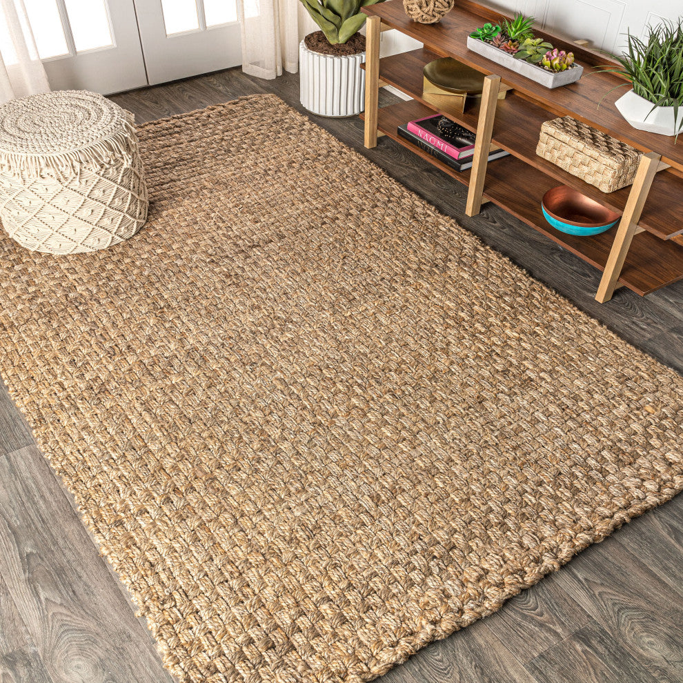 Estera Hand Woven Boucle Chunky Jute Natural 9 ft. x 12 ft. Area Rug
