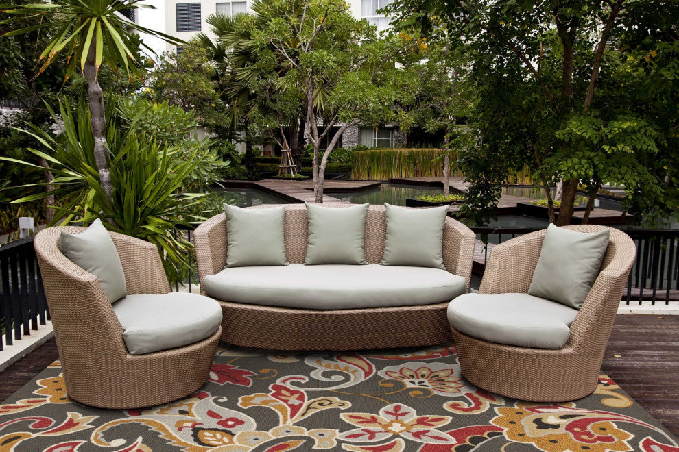 HomeRoots 5'x8' Taupe Hand Hooked UV Treated Floral Indoor Outdoor Area Rug