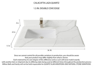 Sonoma 36 Left Offset Bath Vanity Dark Forest Green 1.5"  Calacatta Laza