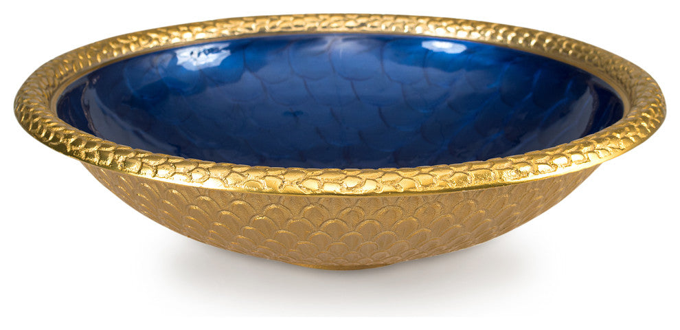 Florentine 15" Round Bowl, Gold Sapphire