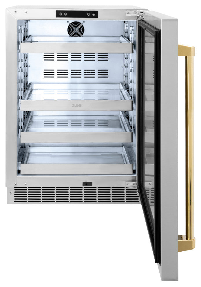 ZLINE 24" Touchstone Beverage Fridge With Solid Stainless, RBSOZ-ST-24-G