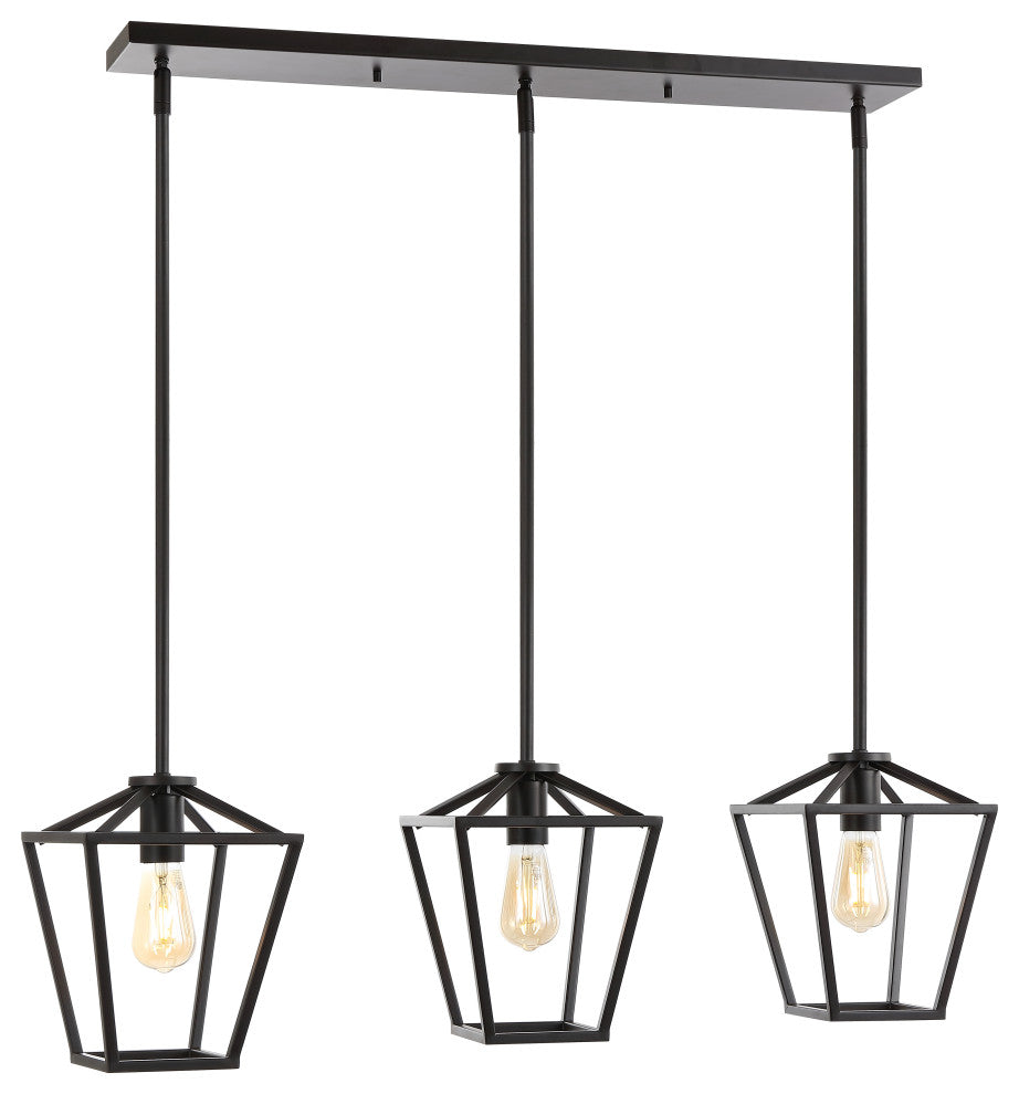 Grace Industrial Farmhouse Iron LED Pendant, Oil Rubbed Bronze, 3-Light