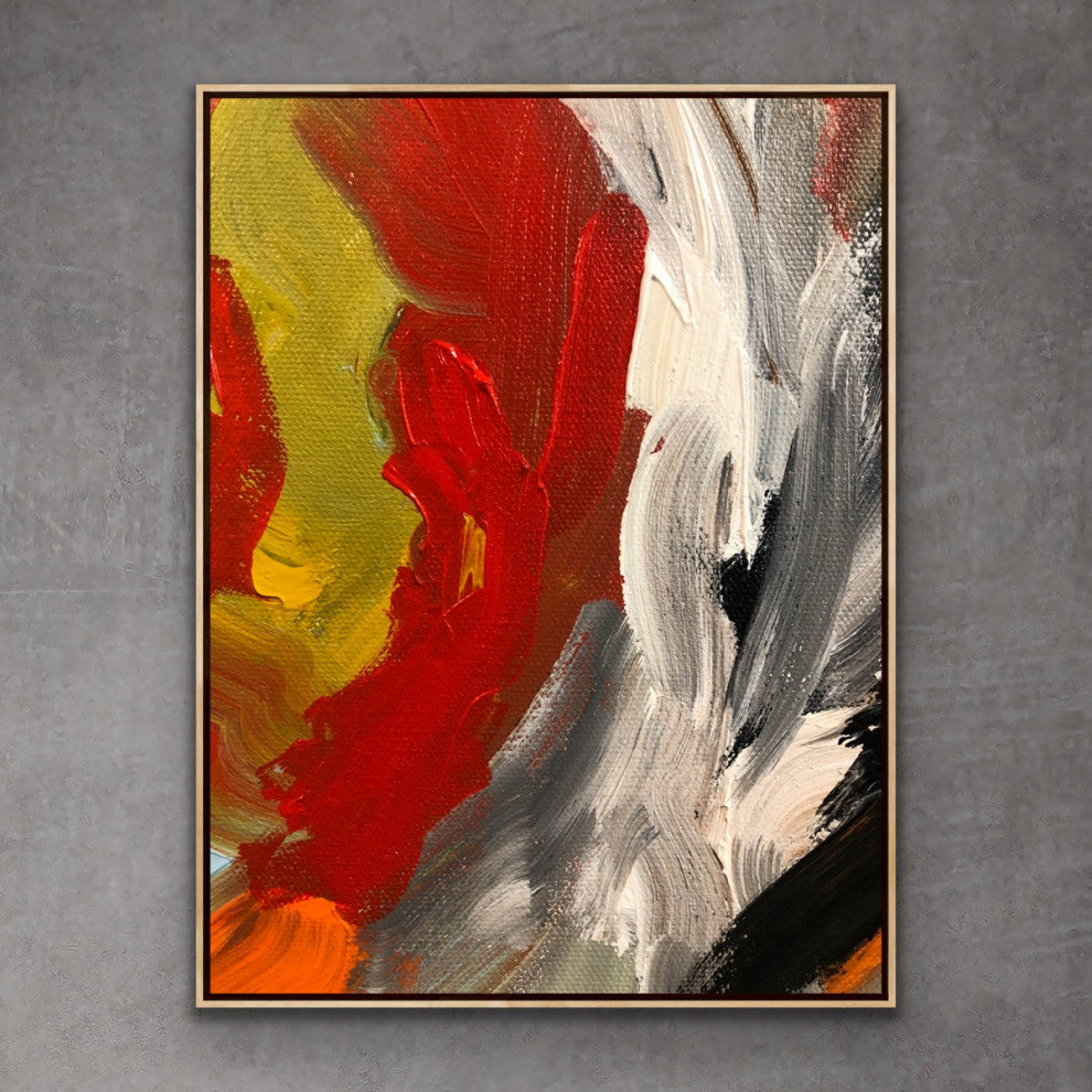 72x48" art 6x4ft Original Red white abstract art Large Modern Painting