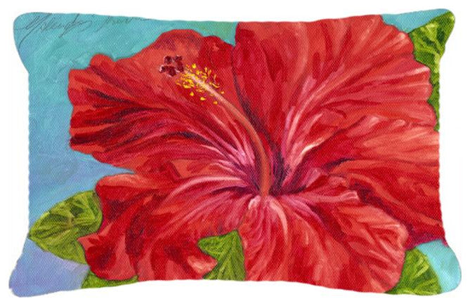 Carolines Treasures  Red Hibiscus by Malenda Trick Fabric Decorative Pillow