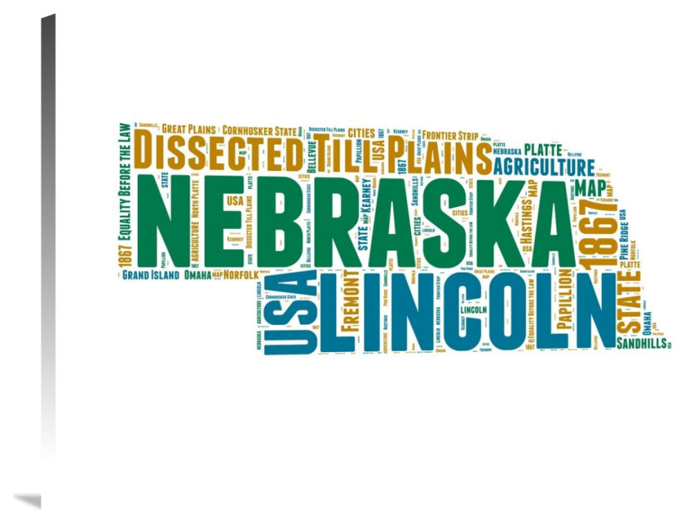 "Nebraska Word Cloud Map" Fine Art Print