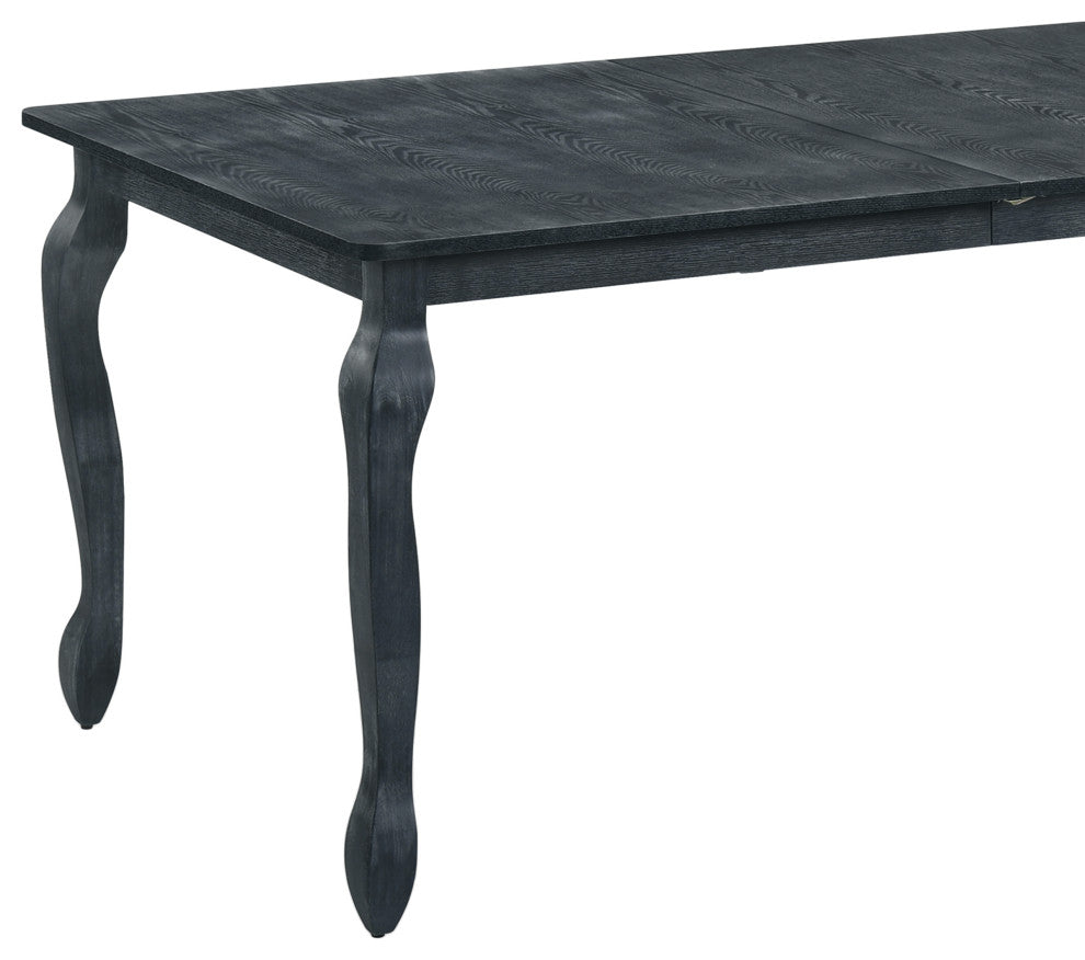 Regan Fabric Upholstered Wood and Cane Expandable 7-Piece Dining Set, Gray/Black