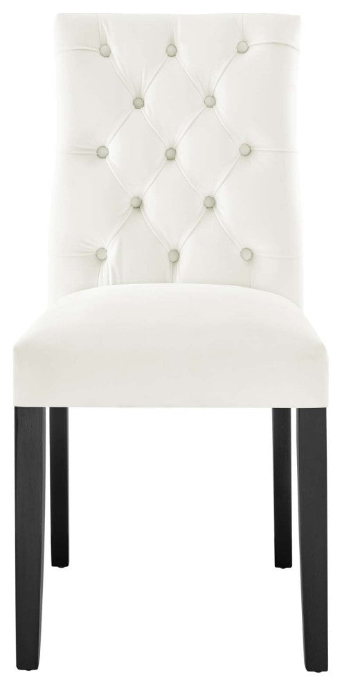 Side Dining Chair, Set of 2, White, Velvet, Modern, Cafe Bistro Hospitality
