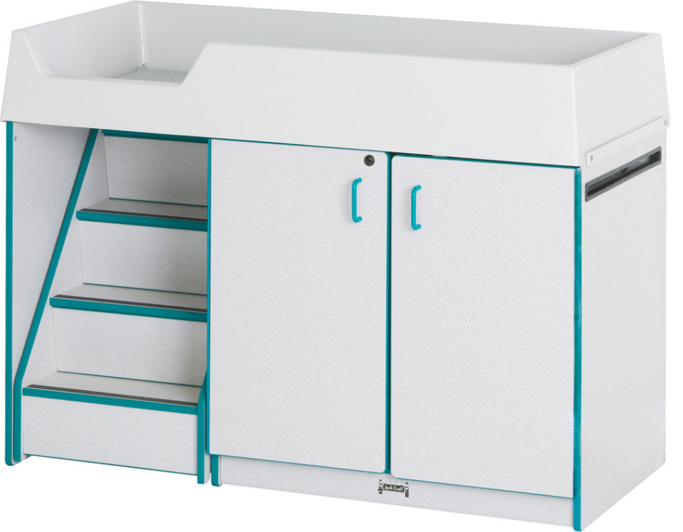 Rainbow Accents Diaper Changer with Stairs - Left - Purple