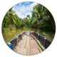 Boat In Mekong River Vietnam, Landscape Round Wall Art, 23"