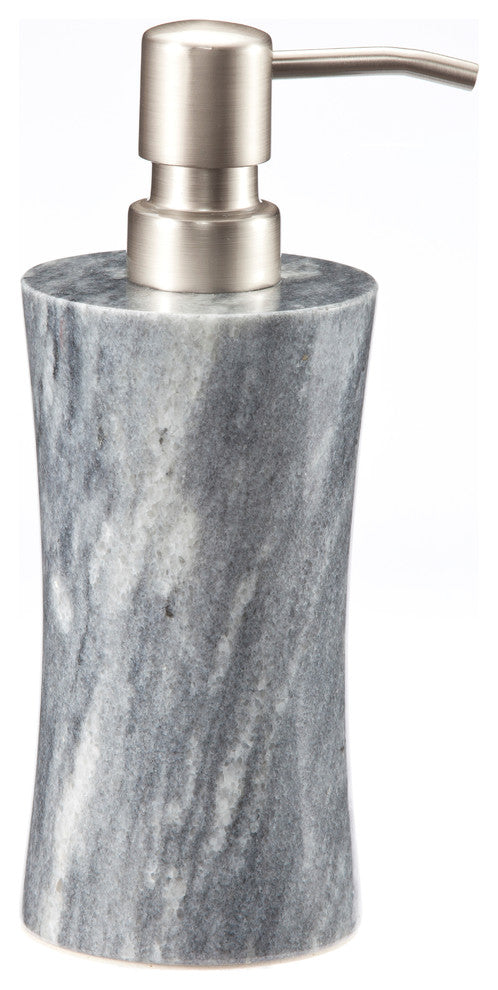 Vinca Collection Cloud Gray Marble Soap Dispenser, Brushed Silver