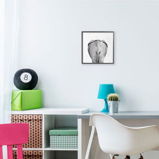 Grey Elephant Butt Minimal Black White Drawing,1pc, each 12 x 12