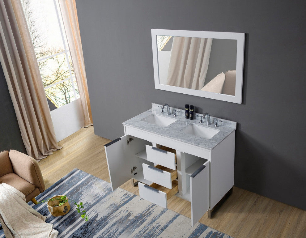 48" Luca Bath Vanity, White and Mirror