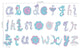 Alphabet Fabric Wall Decals , Script Alphabet in Pink and Purple