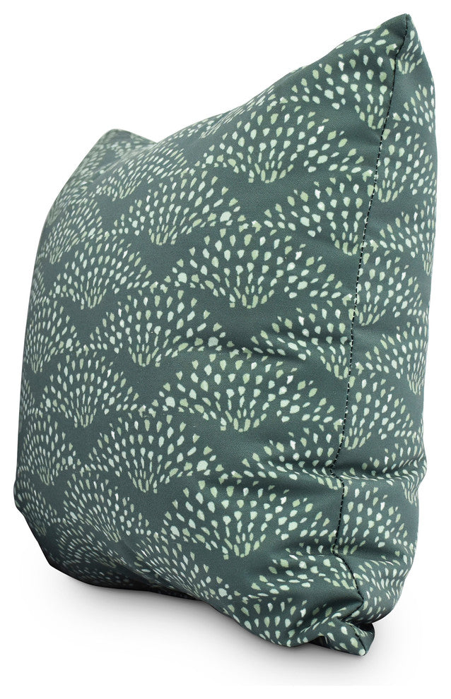 Fan Dance 20" Green Geometric Print Decorative Throw Pillow