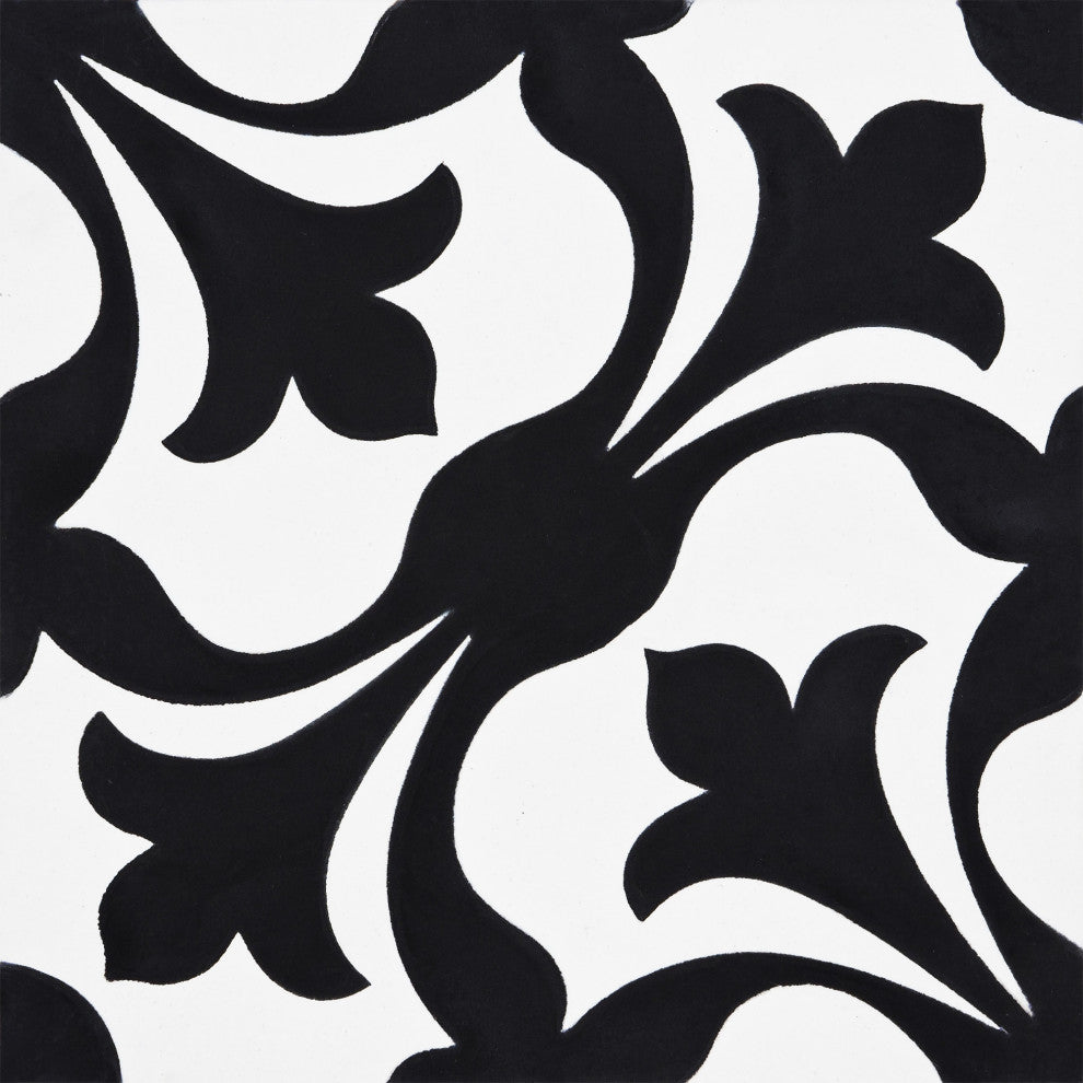 Sefrou Handmade Cement Tile, Black/White, Sample