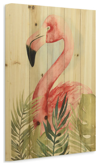 "Watercolor Flamingo Composition II" Wall Art Digital Print on Solid Wood