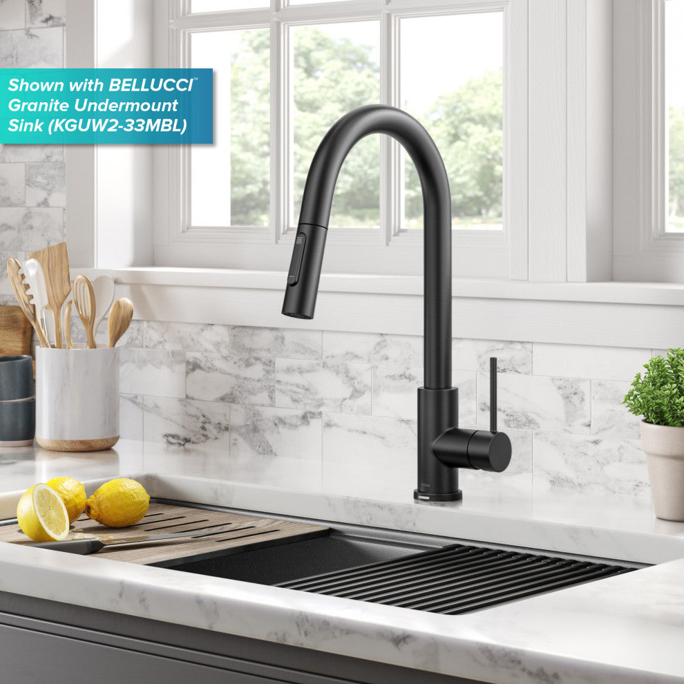 Oletto Pull-Down 1-Hole Kitchen Faucet, Matte Black, Model Ktf-3104mb