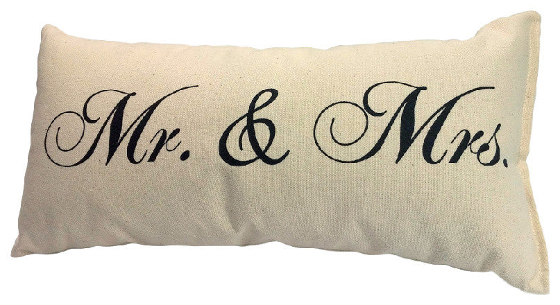 Mr and Mrs Pillow 100% Natural Canvas, 8"x15"