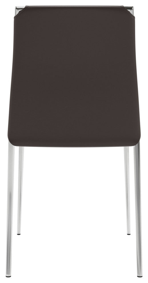 Dining Chair, Set of 4, Steel Metal, Fabric, Brown Black Chrome, Cafe Bistro
