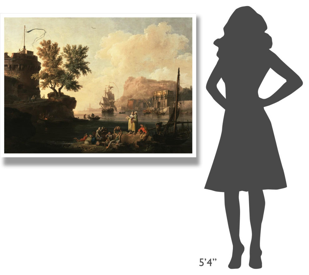 "Mediterranean Harbor Scene" Paper Print by Pierre-Jacques Volaire, 50"x38"