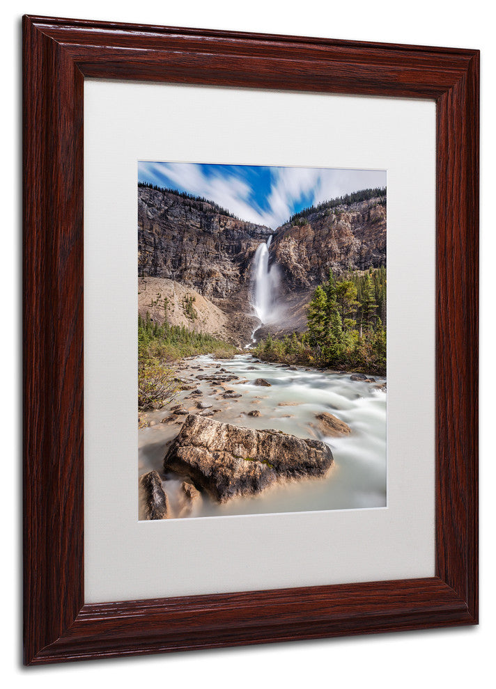 Pierre Leclerc 'Takakkaw Falls' Matted Framed Art, Wood Frame, White, 14x11