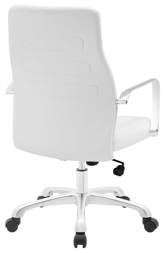 Modern Contemporary Aluminum Office Chair, White Faux Leather