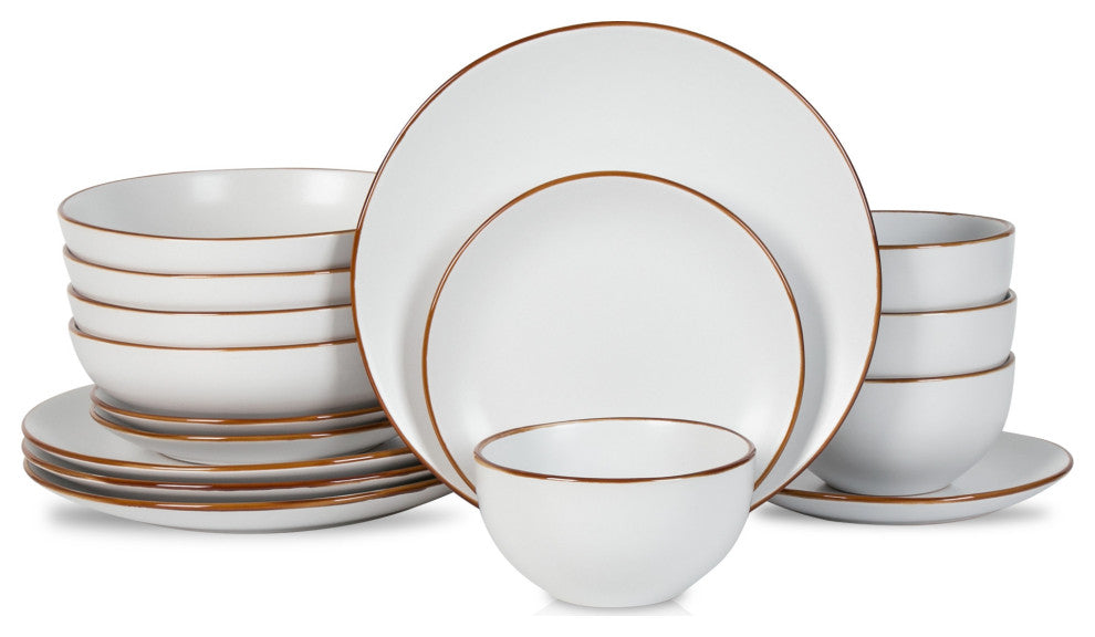 Stone Lain Brasa Stoneware 16 Piece Dinnerware Set, White