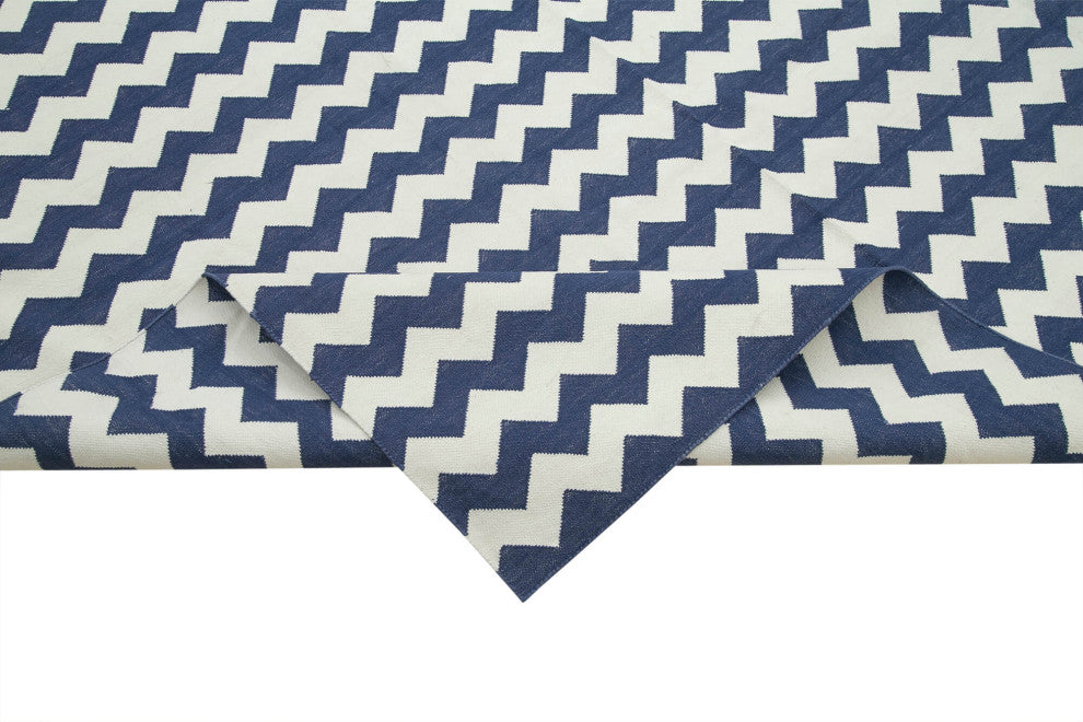 Rug N Carpet - Handmade Wool 10' 0'' x 13' 9'' Geometric Dhurrie Kilim Rug
