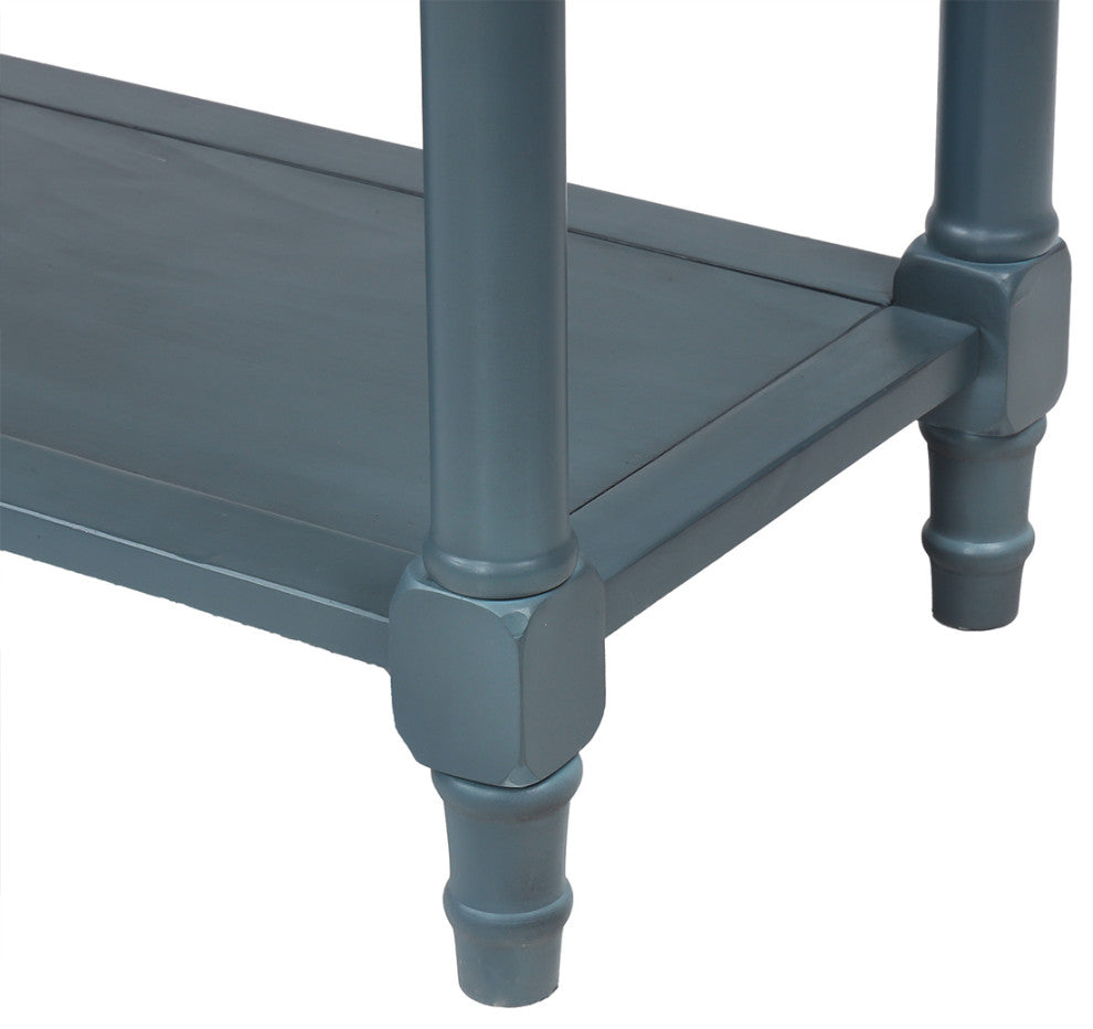 Console Table with Two Drawers and Bottom Shelf, Navy