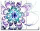 "Fractal Flower Light Blue" Digital Metal Wall Art, 3 Panels, 36"x28"