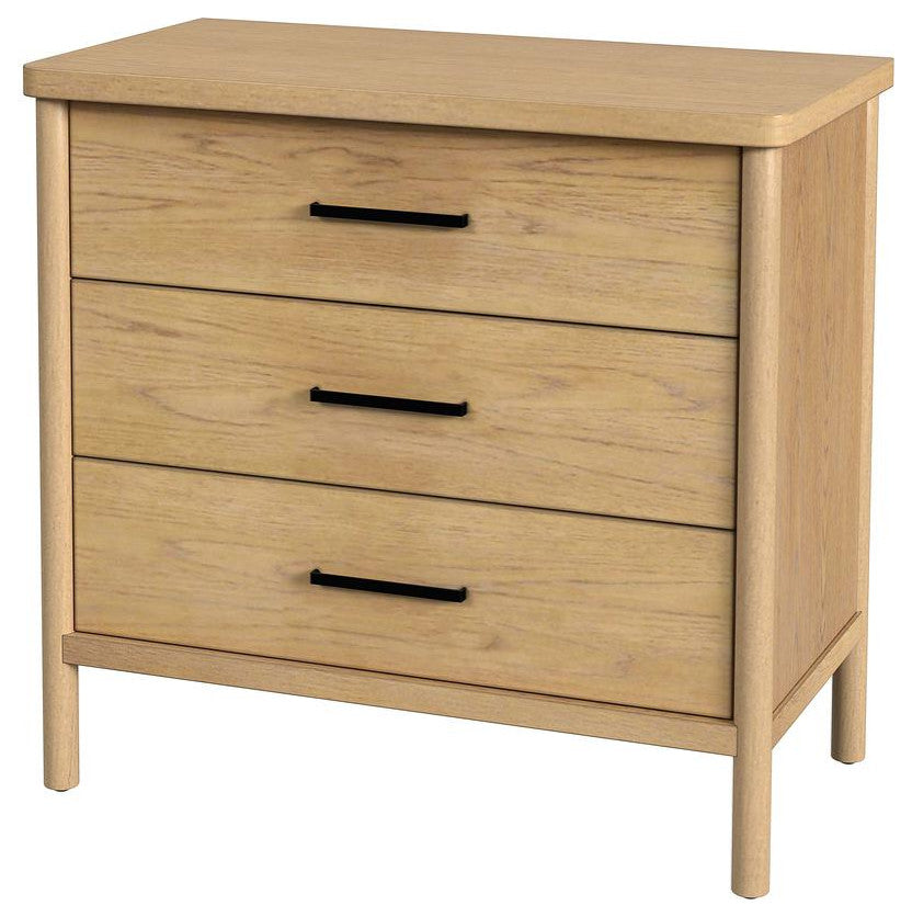 Company Lennon 34 in. W Rectangular 3 Drawer Rounded Leg Dresser, Light Brown