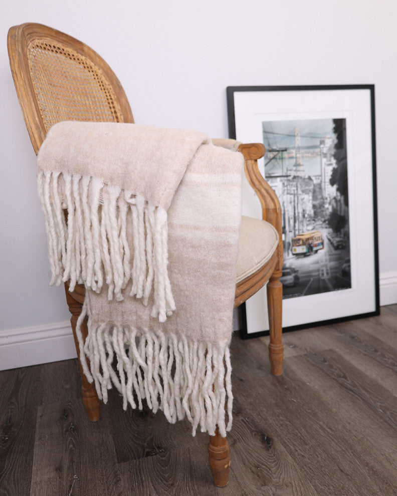 Calu Merino Wool Throw, Natural