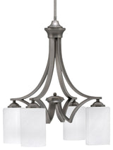 Zilo Downlight, 4 Light, Chandelier, Graphite Finish, 4" White Marble Glass