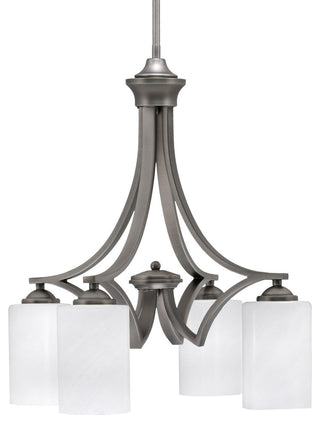 Zilo Downlight, 4 Light, Chandelier, Graphite Finish, 4" White Marble Glass
