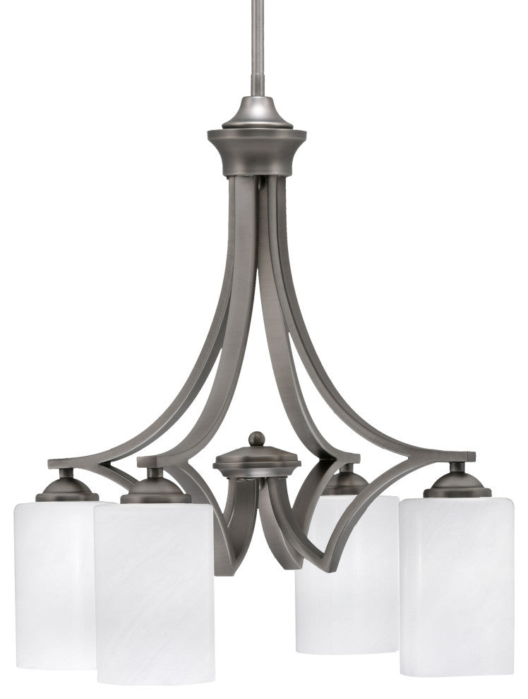 Zilo Downlight, 4 Light, Chandelier, Graphite Finish, 4" White Marble Glass