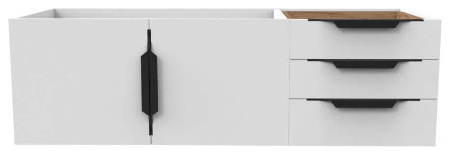 CastelloUSA Alpine 48" Wall Mounted Vanity, Base Only, White, Black Handles