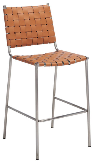 Safavieh Bahari Woven Counter Stool, Cognac/Silver
