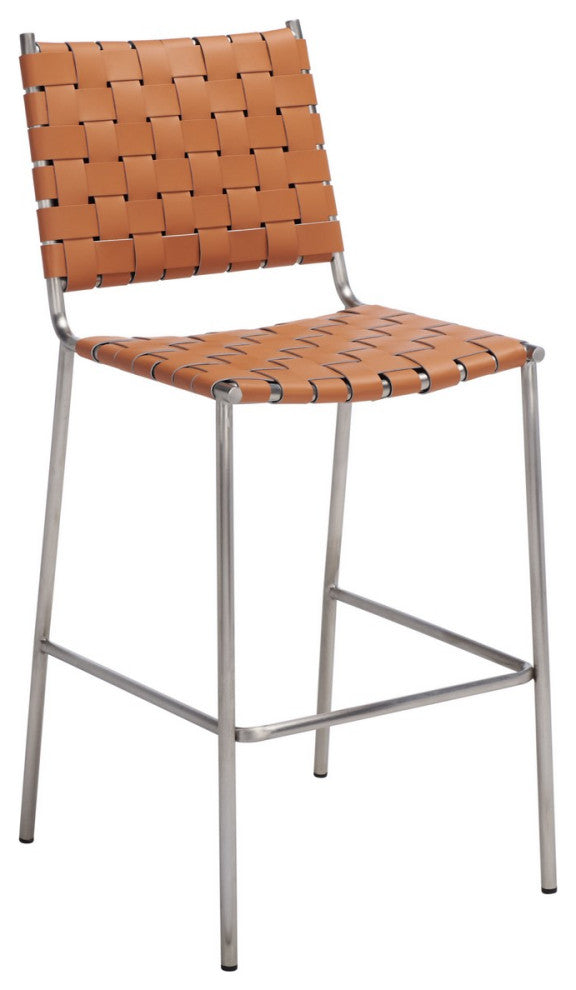 Safavieh Bahari Woven Counter Stool, Cognac/Silver