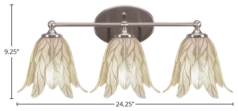Capri 3-Light Bath Bar, Brushed Nickel/Vanilla Leaf