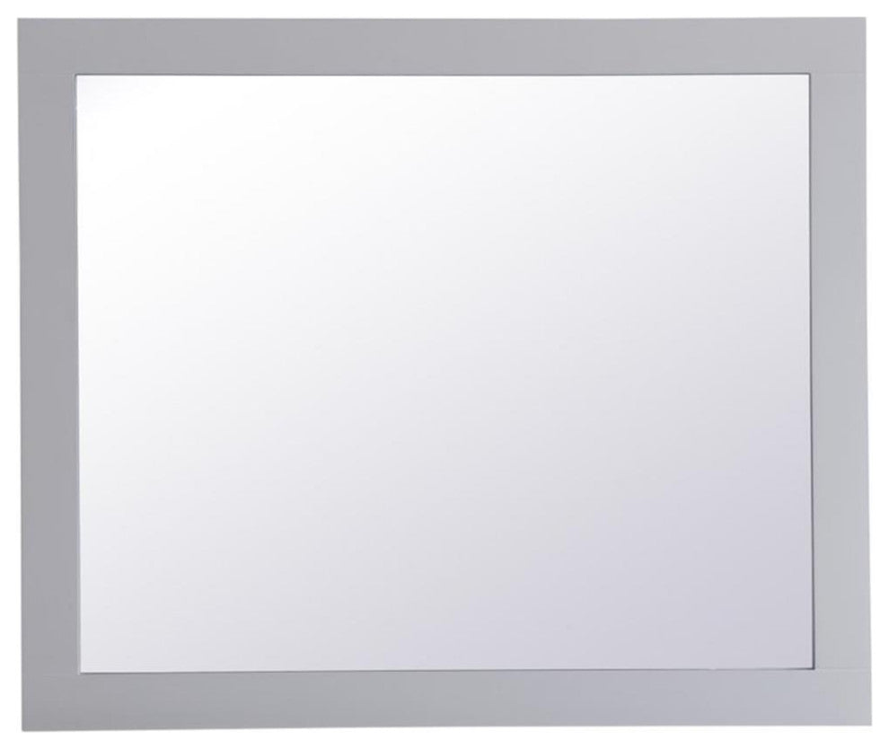 Elegant Decor Aqua 36" x 30" Wood Frame Bathroom Mirror in Gray
