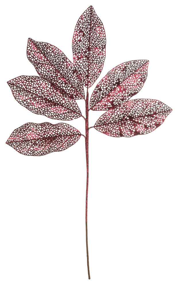 Vickerman L154205 22" Burgundy Glitter Magnolia Artificial Christmas Spray